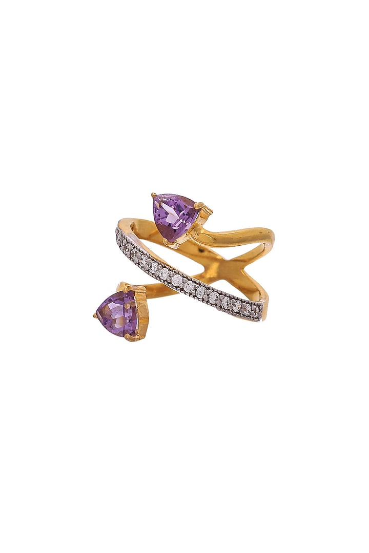 Gold Plated Amethyst Ring In Sterling Silver by RUUH STUDIOS at Pernia's Pop Up Shop