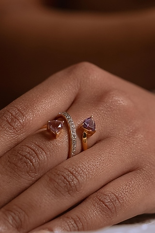 Gold Plated Amethyst Ring In Sterling Silver by RUUH STUDIOS