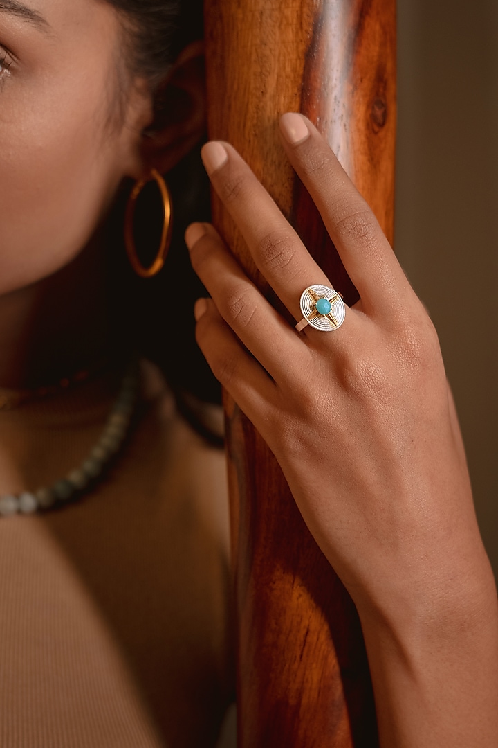 Gold Plated Amazonite Ring In Sterling Silver by RUUH STUDIOS