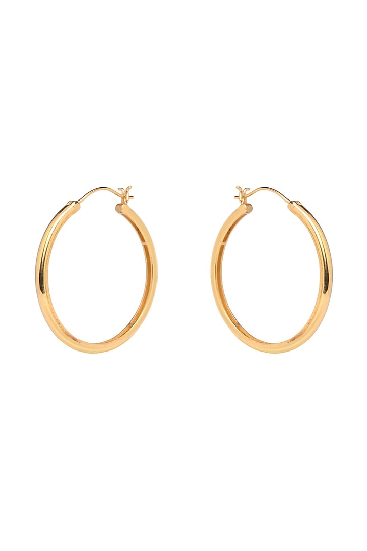 Gold Plated Hoop Earrings In Sterling Silver by RUUH STUDIOS