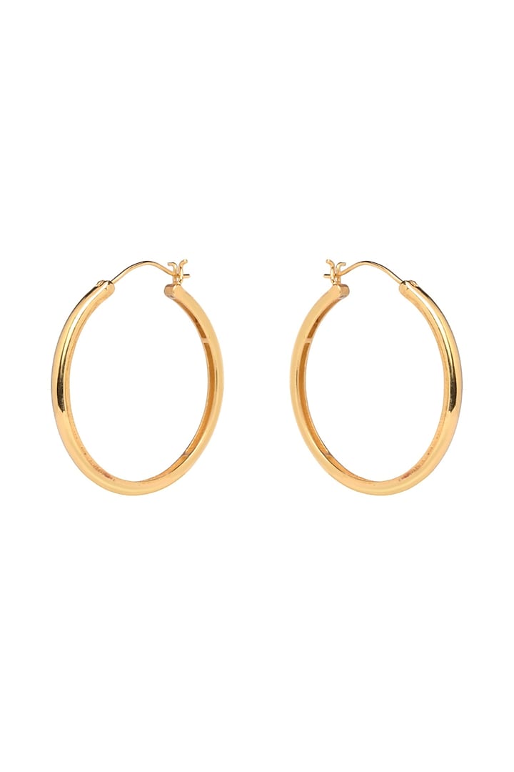 Gold Plated Handcrafted Hoop Earrings In Sterling Silver by RUUH STUDIOS