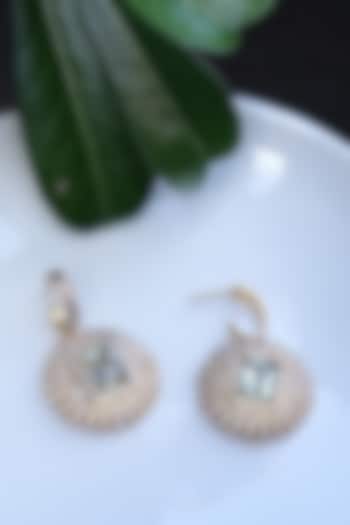 Gold Plated Cubic Zirconia Dangler Earrings In Sterling Silver by RUUH STUDIOS