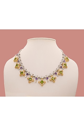 Gold Plated Amethyst Necklace In Sterling Silver by RUUH STUDIOS
