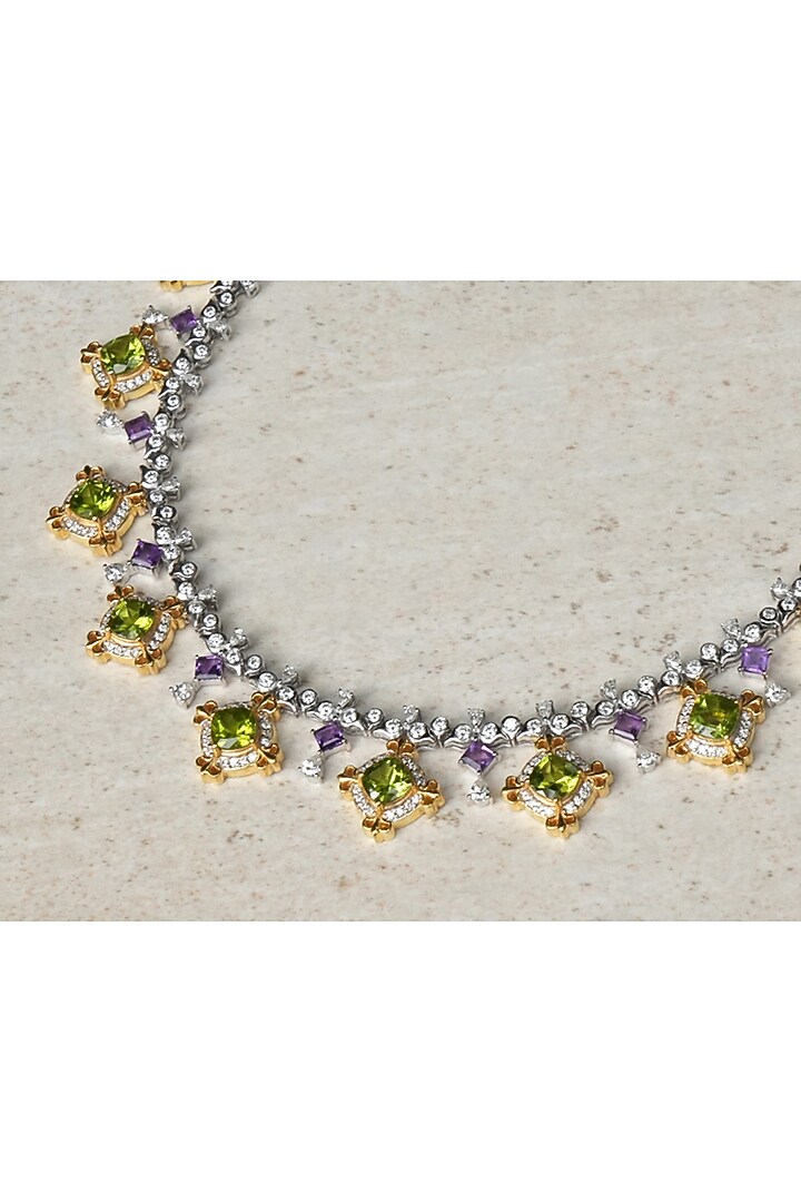 Gold Plated Amethyst Necklace In Sterling Silver by RUUH STUDIOS at Pernia's Pop Up Shop