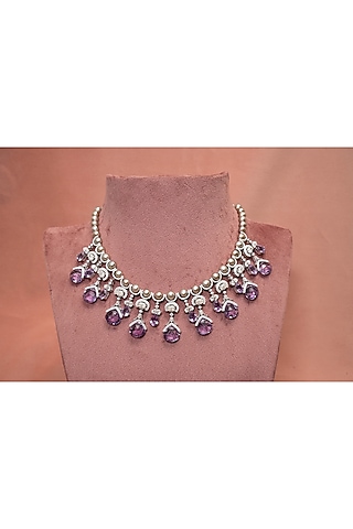 White Rhodium Finish Grey Freshwater Pearl Necklace In Sterling Silver by RUUH STUDIOS