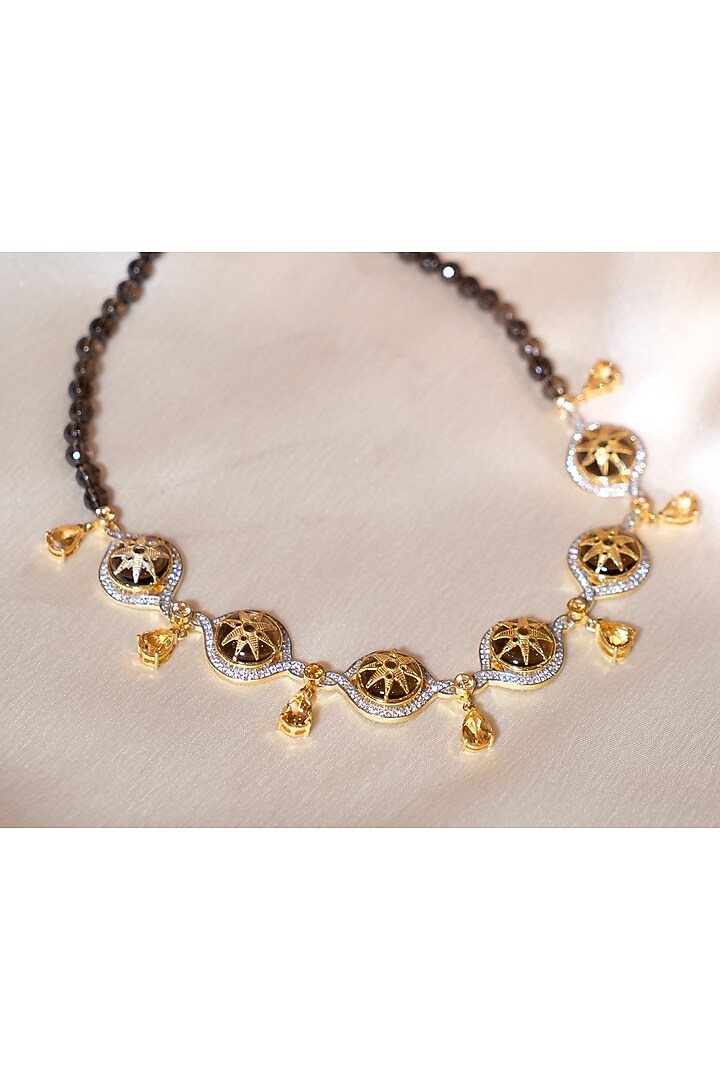 Gold Plated Smoky Quartz Necklace In Sterling Silver by RUUH STUDIOS at Pernia's Pop Up Shop