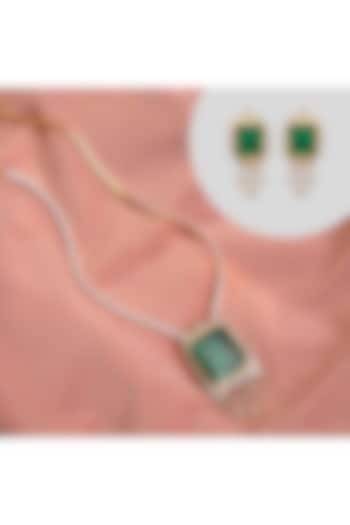 Gold Plated Emerald Necklace In Sterling Silver by RUUH STUDIOS at Pernia's Pop Up Shop