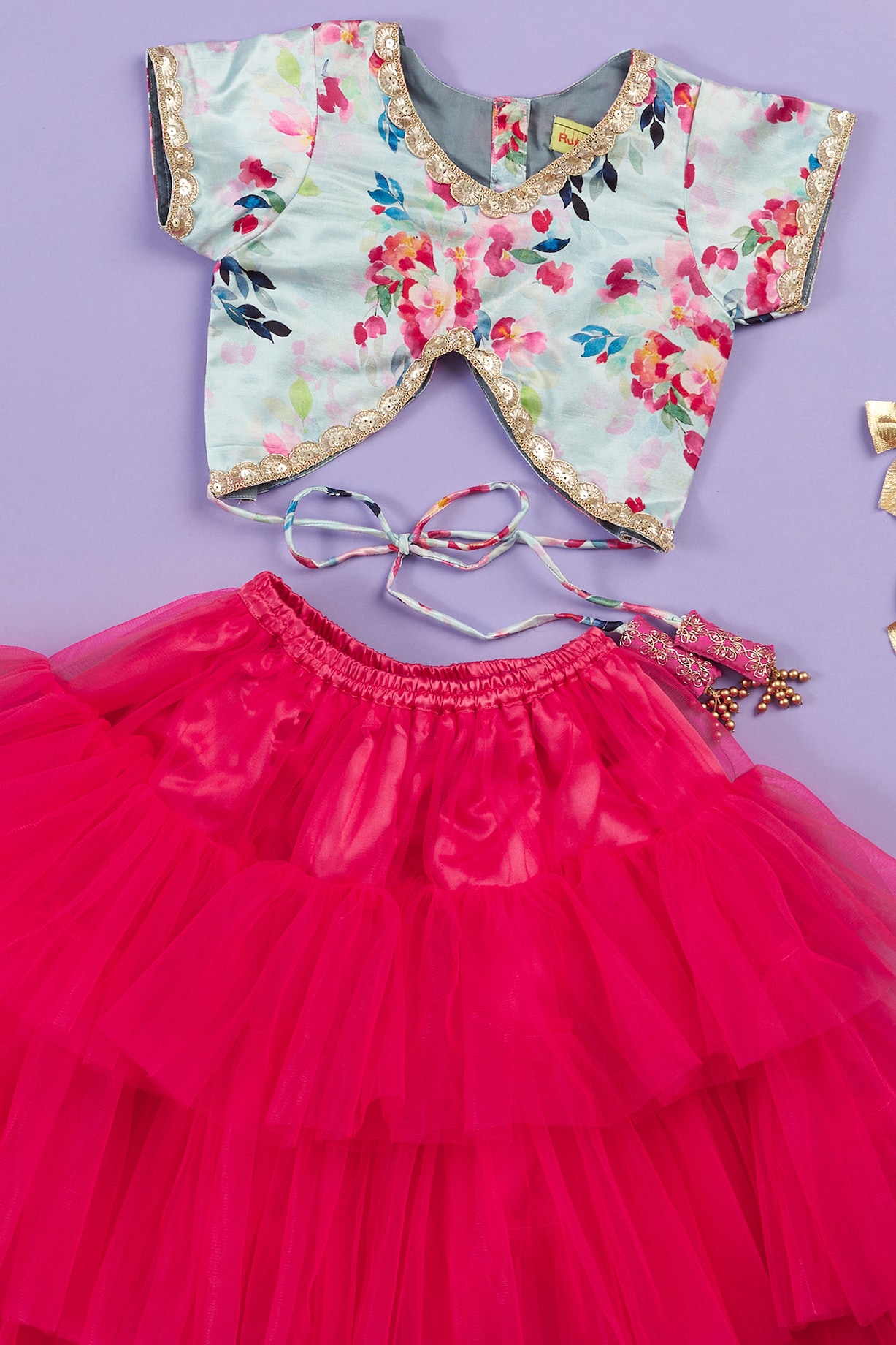 Red Net Layered Skirt Set For Girls by Ruffle Buds at Pernia's Pop Up Shop