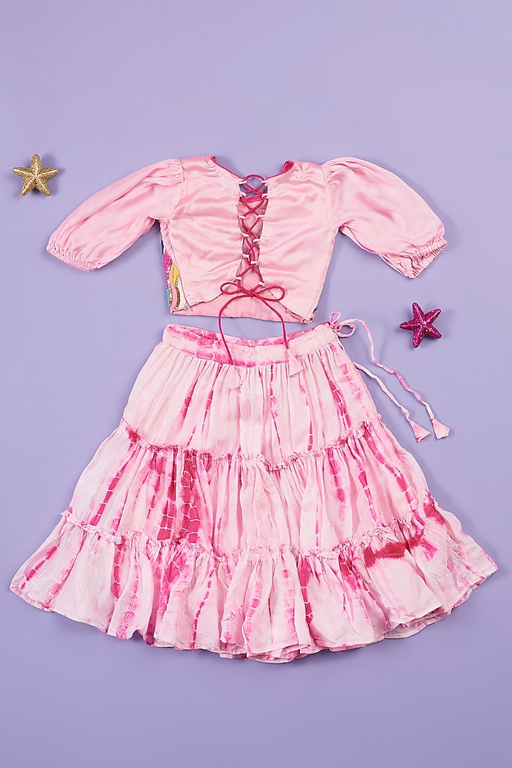 Pink Cotton Skirt Set For Girls by Ruffle Buds at Pernia's Pop Up Shop