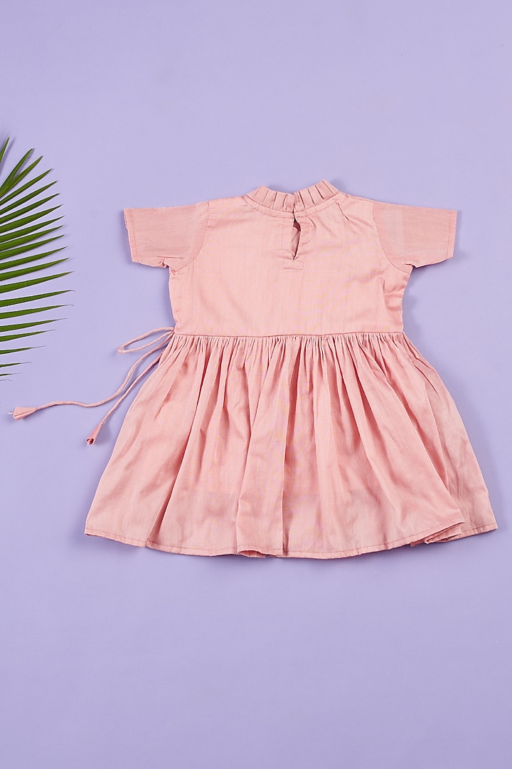 Pink Silk Embroidered Frock For Girls by Ruffle Buds at Pernia's Pop Up Shop