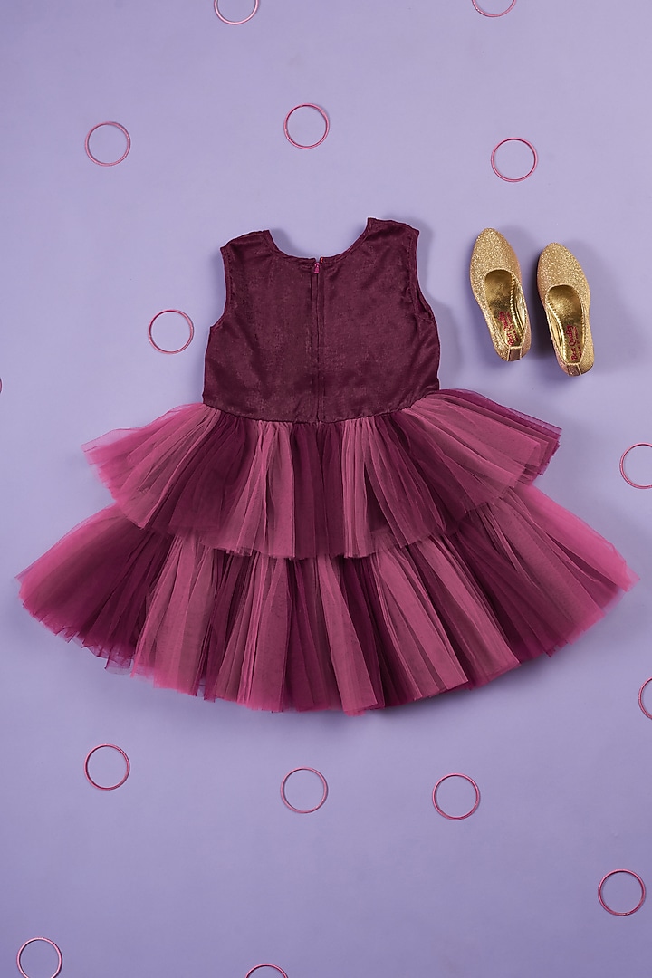 Purple Net Frock For Girls by Ruffle Buds at Pernia's Pop Up Shop