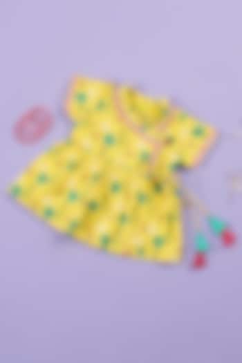 Yellow Cotton Printed Frock For Girls by Ruffle Buds