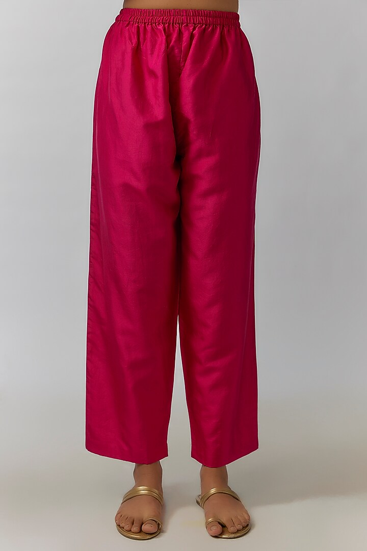 Hot Pink Silk Zardosi Embroidered Cowl kaftan Set by Mrunalini Rao at Pernia's Pop Up Shop