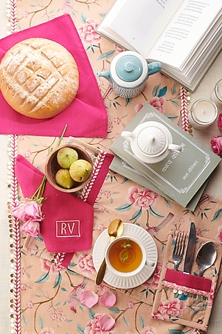Hot Pink & Peach Tea Set (Set of 13) by Rishi & Vibhuti - Homeware