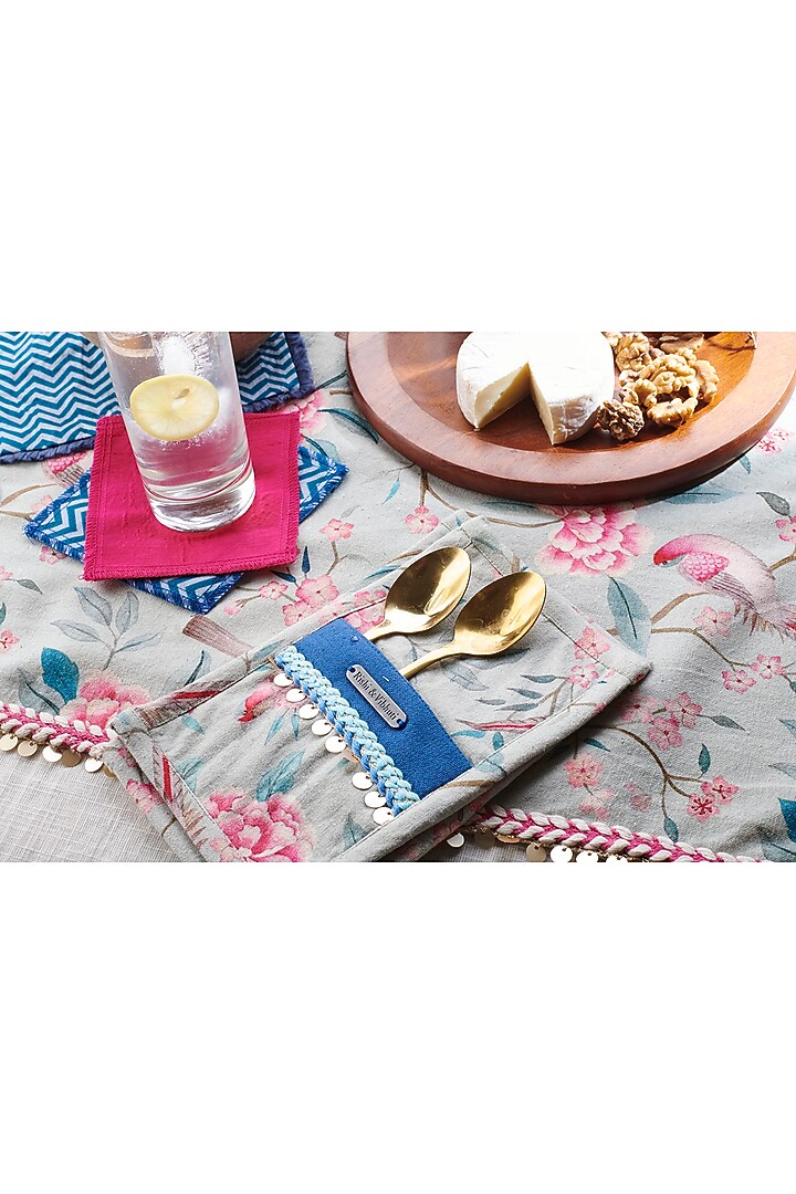 Aqua & Grey Dinner Set (Set of 13) by Rishi & Vibhuti - Homeware at Pernia's Pop Up Shop