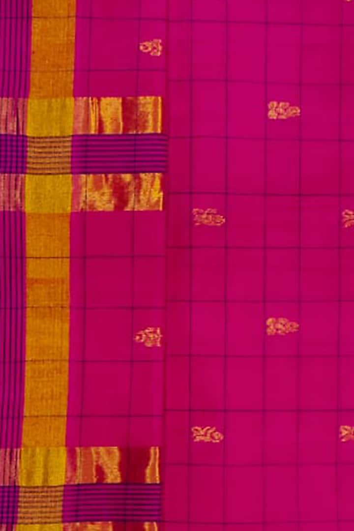 Pink Striped Handwoven Saree by Ravindra at Pernia's Pop Up Shop
