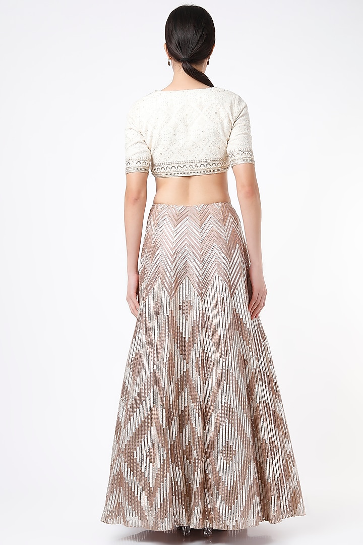 Beige Embroidered Wedding Lehenga Set by The Royaleum Atelier at Pernia's Pop Up Shop
