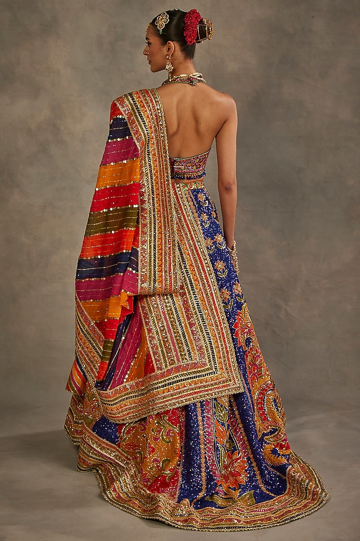 Multi-Colored Silk Hand Embroidered Bridal Lehenga Set by The Royaleum Atelier at Pernia's Pop Up Shop