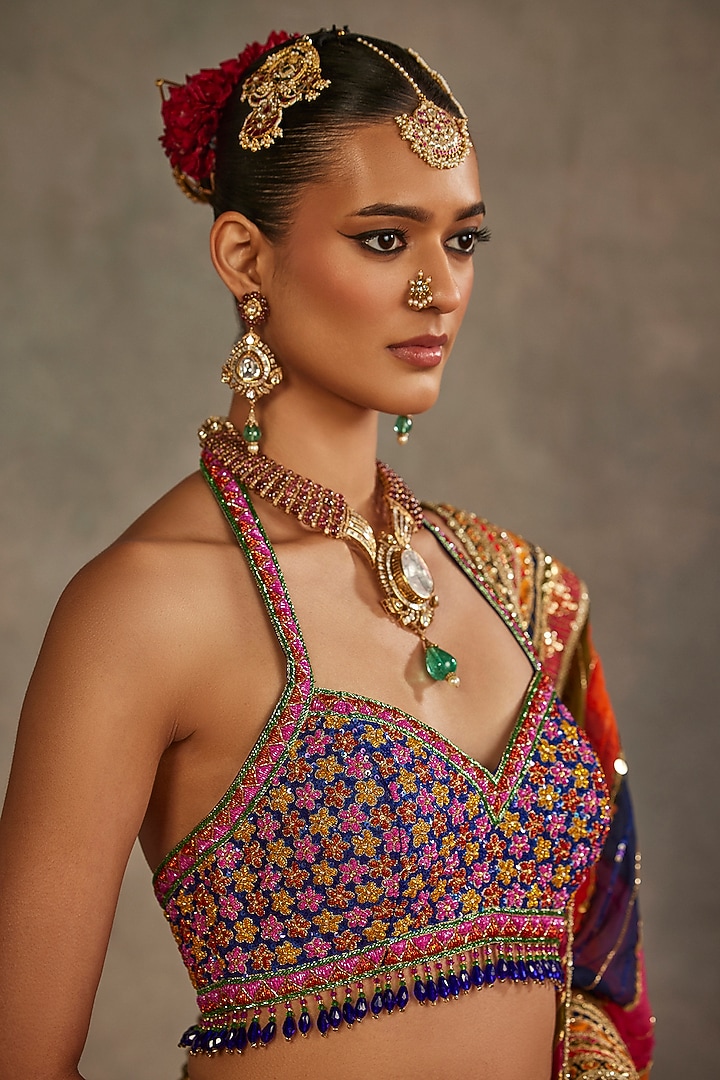 Multi-Colored Silk Hand Embroidered Bridal Lehenga Set by The Royaleum Atelier at Pernia's Pop Up Shop