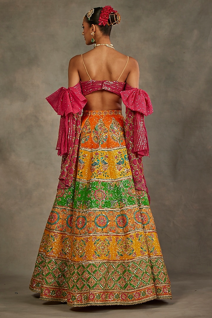 Multi-Colored Silk Hand Embroidered Bridal Lehenga Set by The Royaleum Atelier at Pernia's Pop Up Shop