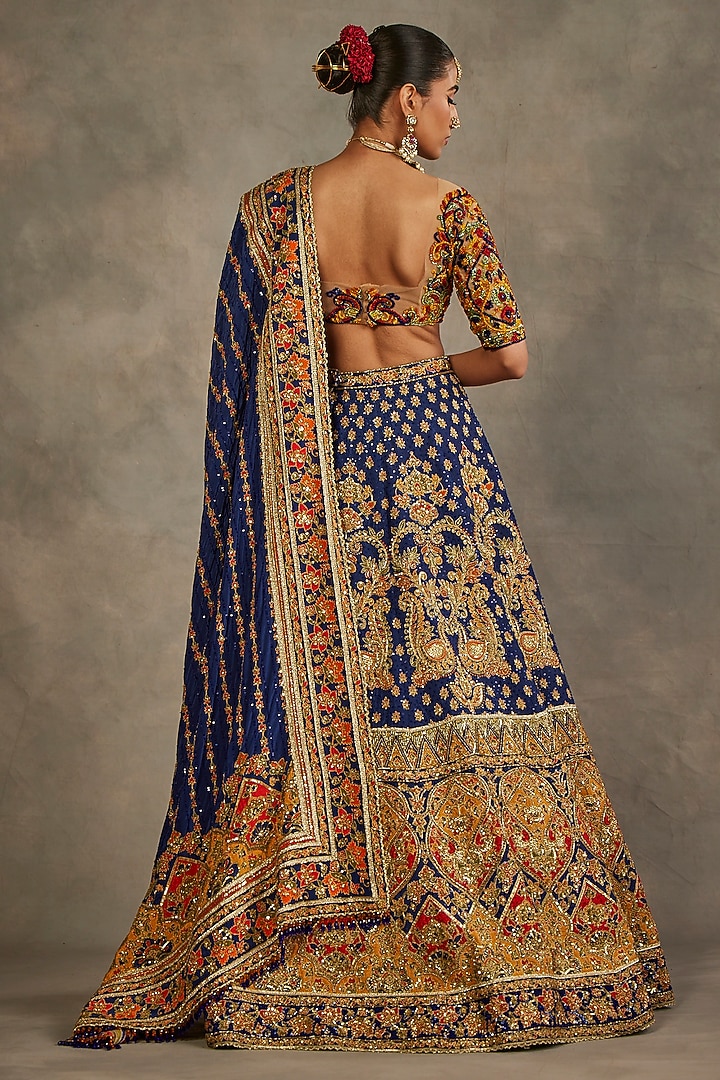 Multi-Colored Upada Hand Embroidered Bridal Lehenga Set by The Royaleum Atelier at Pernia's Pop Up Shop