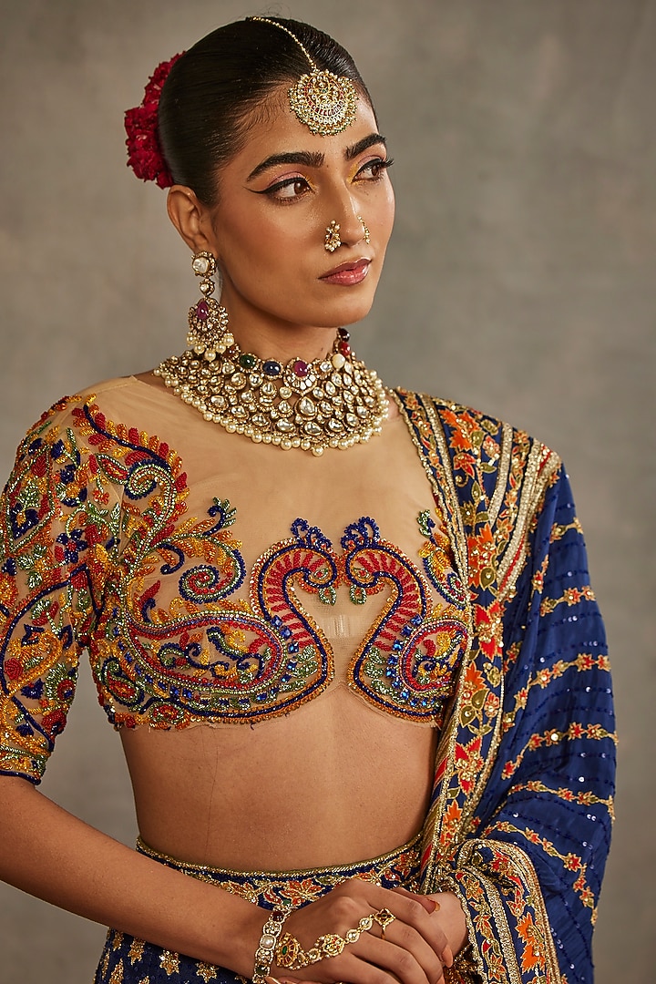 Multi-Colored Upada Hand Embroidered Bridal Lehenga Set by The Royaleum Atelier at Pernia's Pop Up Shop