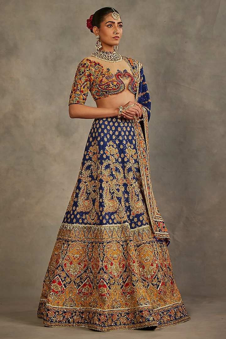 Multi-Colored Upada Hand Embroidered Bridal Lehenga Set by The Royaleum Atelier at Pernia's Pop Up Shop