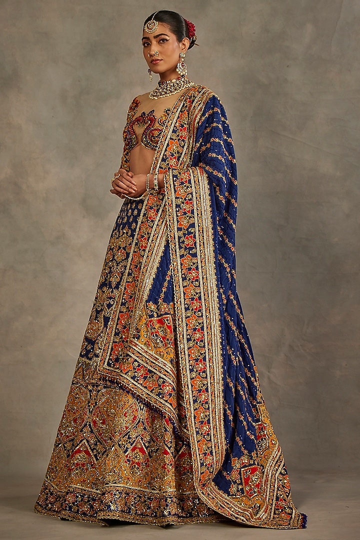 Multi-Colored Upada Hand Embroidered Bridal Lehenga Set by The Royaleum Atelier at Pernia's Pop Up Shop