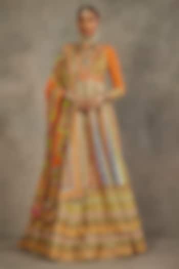 Multi-Colored Silk Hand Embroidered Bridal Anarkali Set by The Royaleum Atelier at Pernia's Pop Up Shop