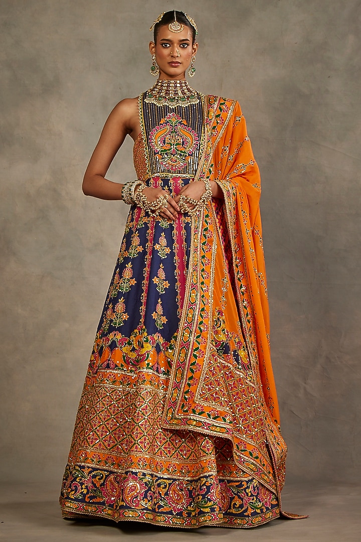 Multi-Colored Silk Hand Embroidered Bridal Anarkali Set by The Royaleum Atelier at Pernia's Pop Up Shop