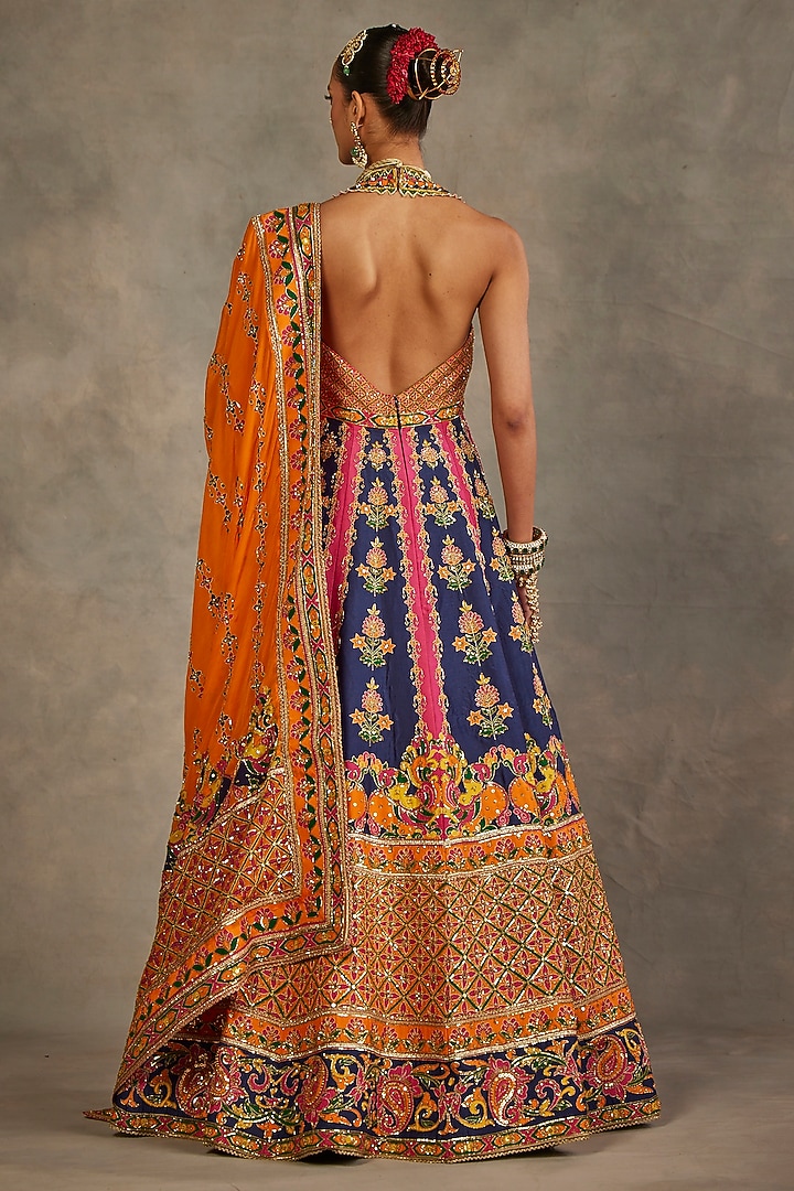 Multi-Colored Silk Hand Embroidered Bridal Anarkali Set by The Royaleum Atelier at Pernia's Pop Up Shop