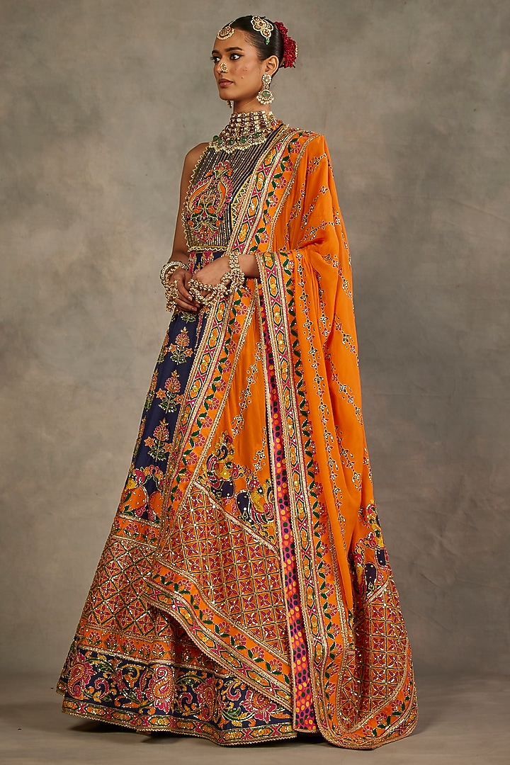 Multi-Colored Silk Hand Embroidered Bridal Anarkali Set by The Royaleum Atelier at Pernia's Pop Up Shop