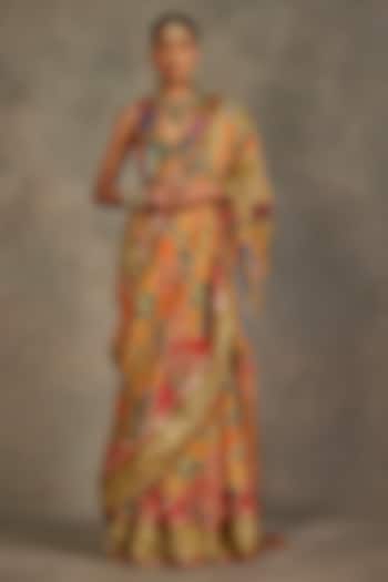 Multi-Colored Crepe Silk Sequins Hand Embroidered Reception Saree Set by The Royaleum Atelier at Pernia's Pop Up Shop