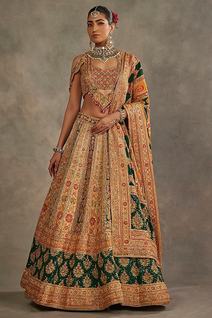 Multi-Colored Silk Hand Embroidered Bridal lehenga for 22 Lehenga Set by The Royaleum Atelier at Pernia's Pop Up Shop