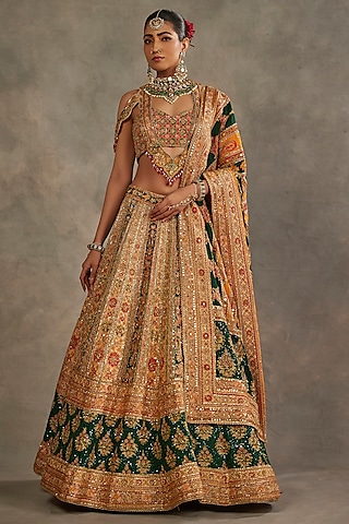 Multi-Colored Silk Hand Embroidered Lehenga Set by The Royaleum Atelier