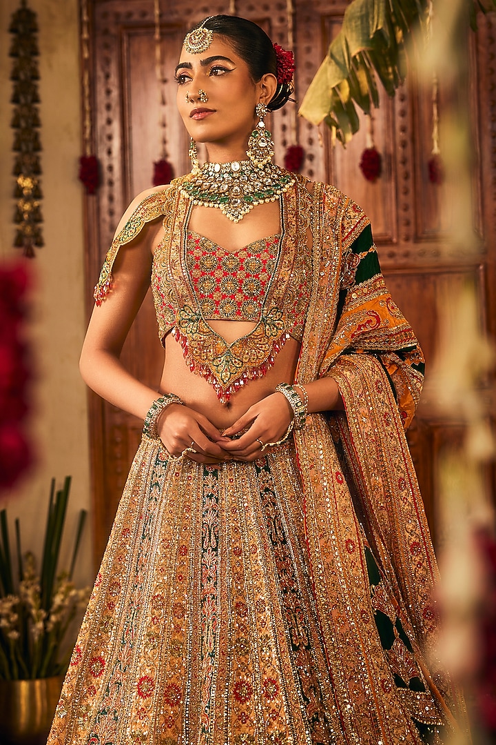 Multi-Colored Silk Hand Embroidered Bridal Lehenga Set by The Royaleum Atelier at Pernia's Pop Up Shop