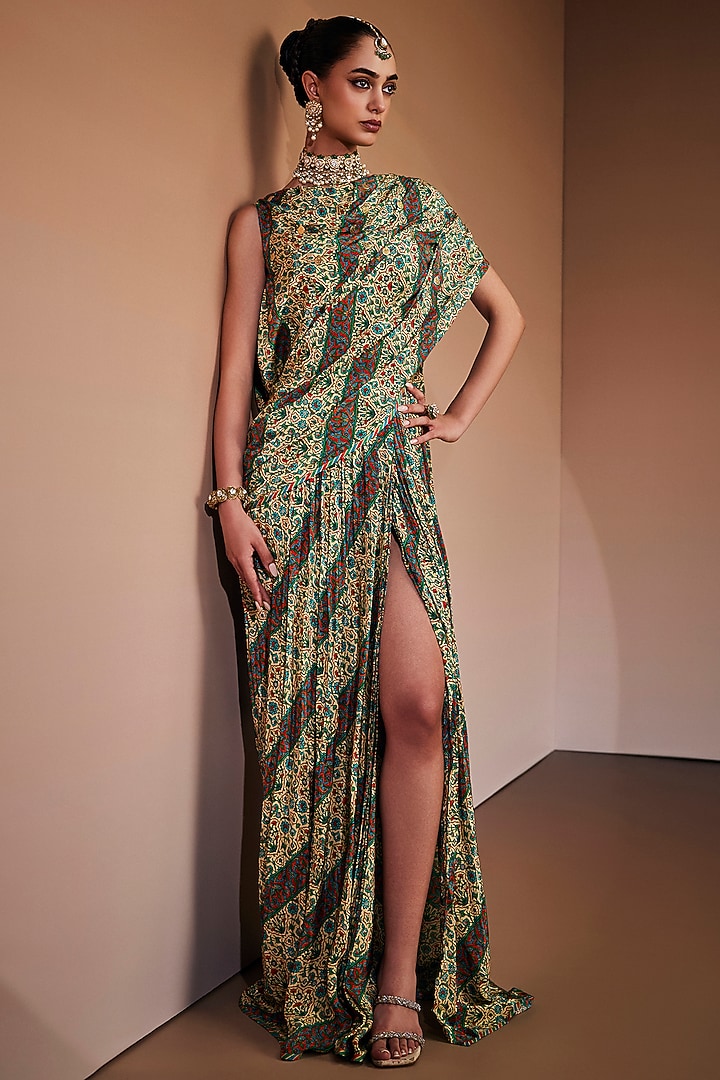 Multi-Colored Silk Printed Party Wear Gown by The Royaleum Atelier at Pernia's Pop Up Shop