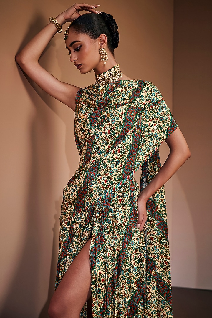 Multi-Colored Silk Printed Party Wear Gown by The Royaleum Atelier at Pernia's Pop Up Shop