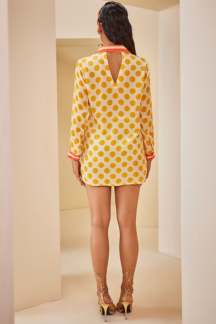 Yellow Silk Polka Dot Summer Shirt Dress by The Royaleum Atelier at Pernia's Pop Up Shop