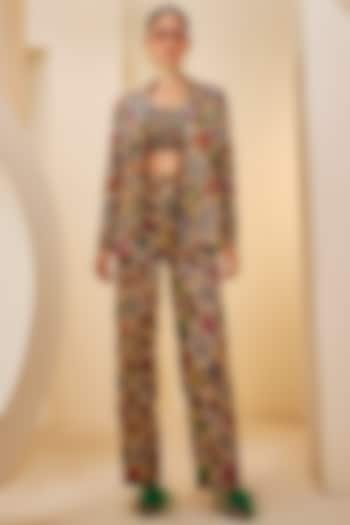 Multi-Colored Silk Animal Printed Blazer Set by The Royaleum Atelier at Pernia's Pop Up Shop