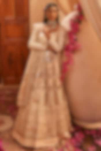 Ivory Silk Hand Embroidered Bridal Anarkali Set by The Royaleum Atelier at Pernia's Pop Up Shop