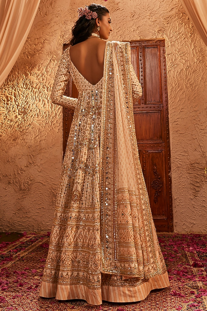 Ivory Silk Hand Embroidered Bridal Anarkali Set by The Royaleum Atelier at Pernia's Pop Up Shop