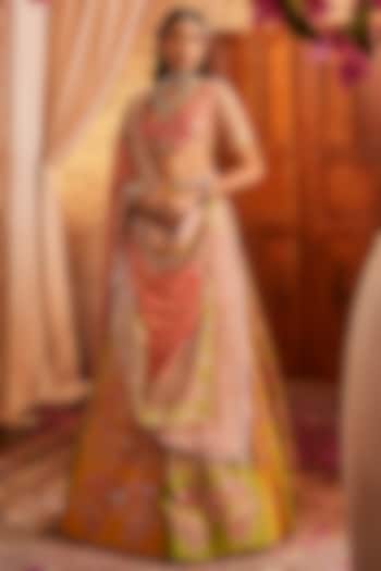 Multi-Colored Silk Hand Embroidered Wedding Lehenga Set by The Royaleum Atelier at Pernia's Pop Up Shop