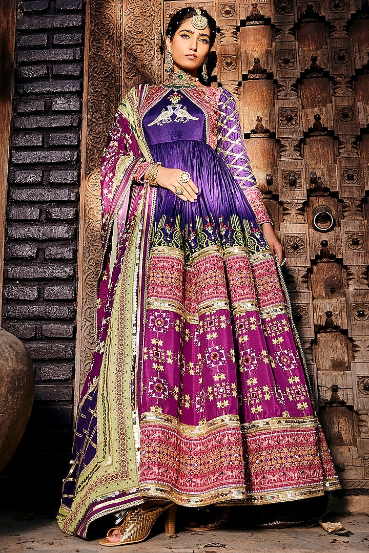 Purple Embellished Anarkali Set by The Royaleum Atelier