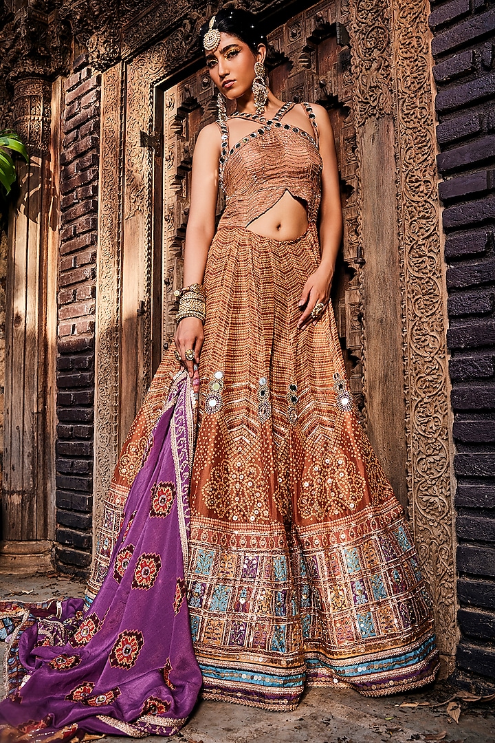 Copper Brown Embroidered Anarkali Set by The Royaleum Atelier