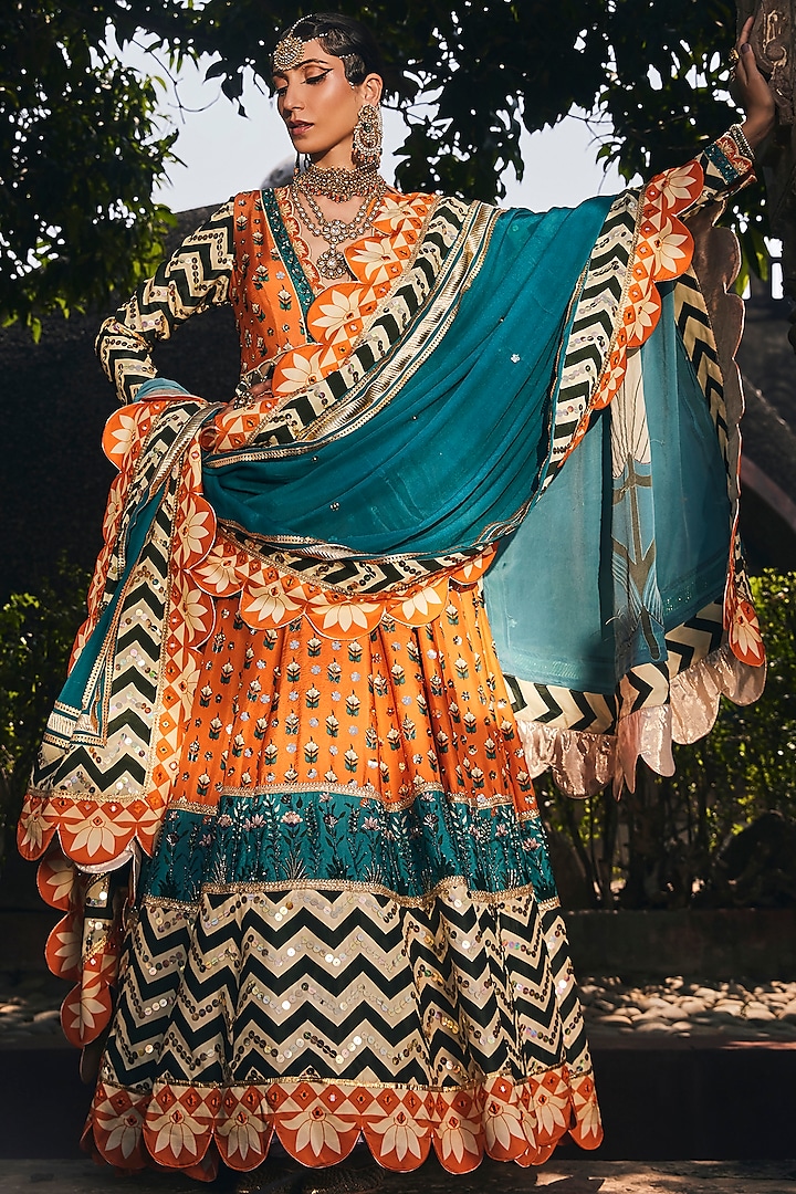 Multi-Colored Embroidered Anarkali Set by The Royaleum Atelier