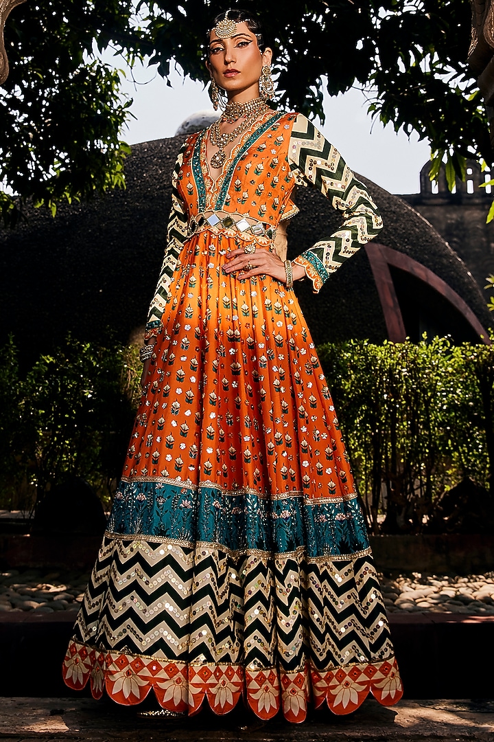Multi-Colored Embroidered Bridal Anarkali Set by The Royaleum Atelier at Pernia's Pop Up Shop