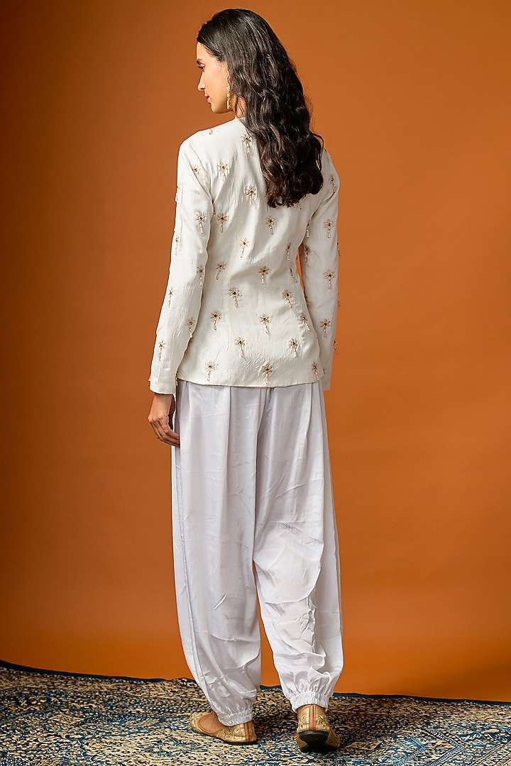 White Pure Crepe Balloon Pant Set by Rayasha Khan at Pernia's Pop Up Shop