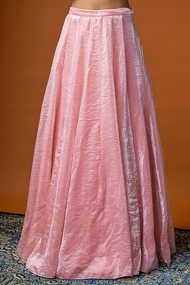 Bubble Pink Tissue Silk Wedding Lehenga Set by Rayasha Khan at Pernia's Pop Up Shop