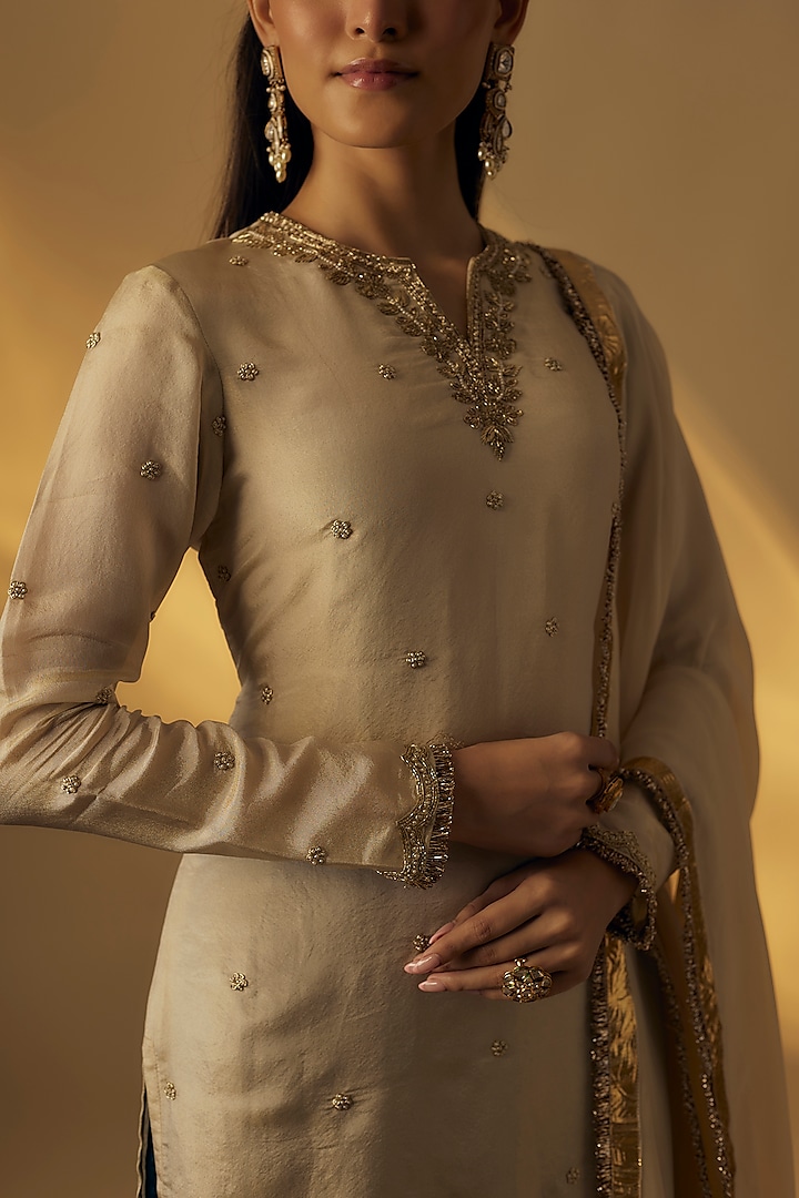 Blue Zari Gharara Set by Rayasha Khan at Pernia's Pop Up Shop